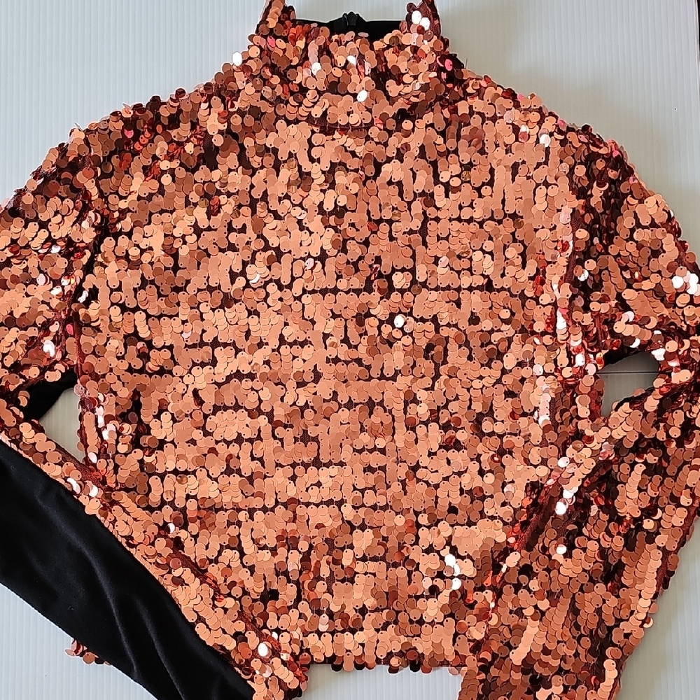 Smythe Sequin High-Neck Women's Top - Copper